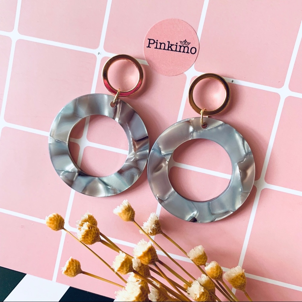 Double Rings Acrylic Earrings